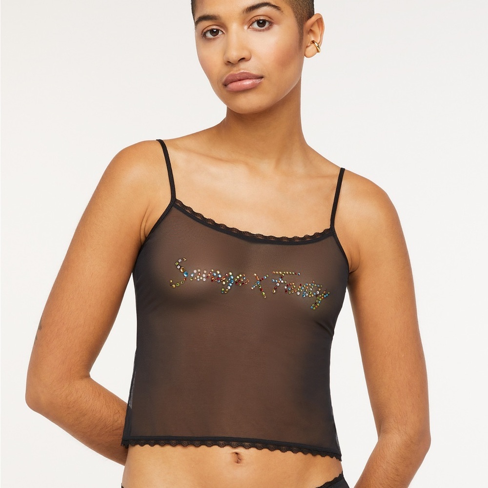 (A2) Savage X Fenty Carnival Mesh Black‎ Cami, Size L, NWT